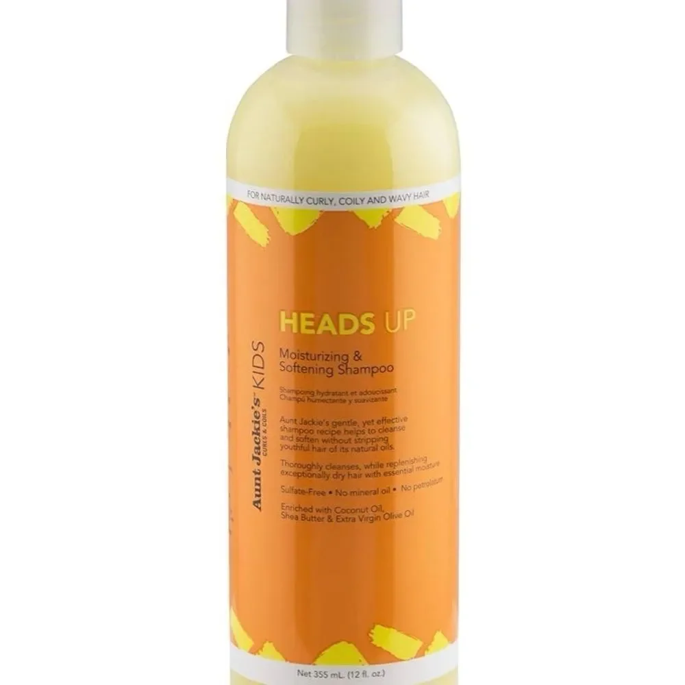 💥 Aunt Jackie's Kids Heads Up Moisturizing and Hair Softening Shampoo 12OZ 🎊